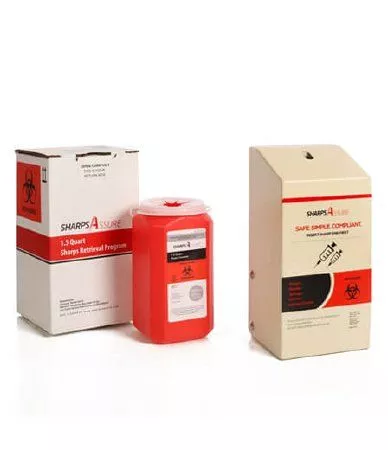 0.25 Gallon Sharps Assure Red Vertical Entry Mailback Sharps Container - SA1QI