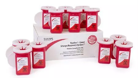 0.25 Gallon TakeAway Recovery System Red Vertical Entry Mailback Sharps Container - 80112