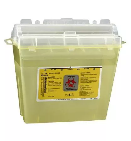 1.25 Gallon Bemis Sentinel Translucent Yellow Sharps Container Horizontal Entry - 175 040