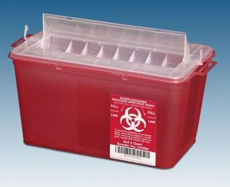1 Gallon OakRidge Translucent Red Sharps Container with Horizontal Entry - 145004