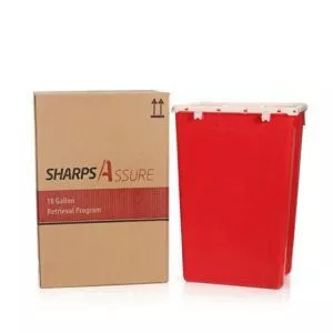 18 Gallon Assure Red Vertical Entry Mailback Sharps Container Intro Kit - SA18GU