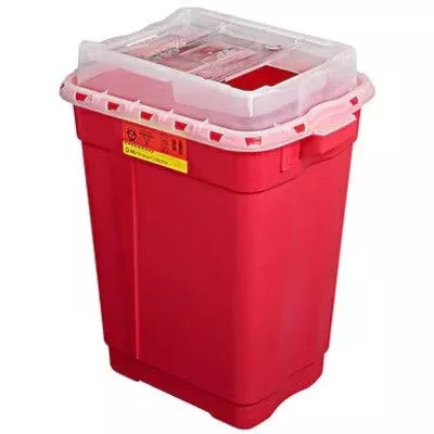 19 Gallon BD Red Sharps Container with Vertical Entry - 305609