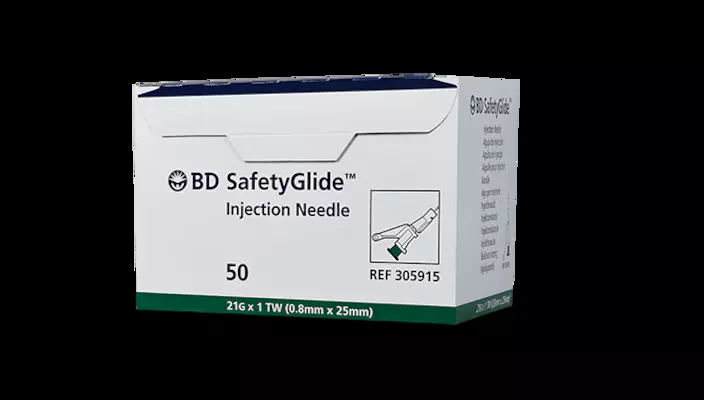21G x 1" BD SafetyGlide Needle 305915, 50 each/box, 10 box/case