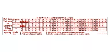 28-Day Multi-Dose Vial Expiration Date Assigner Labels H-18511-13100