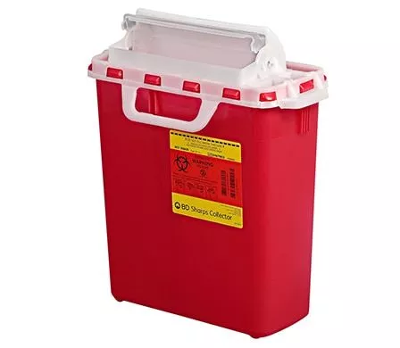 3 Gallon BD Patient Room Sharps Container, Counter-Balanced Lid, Red - 305436