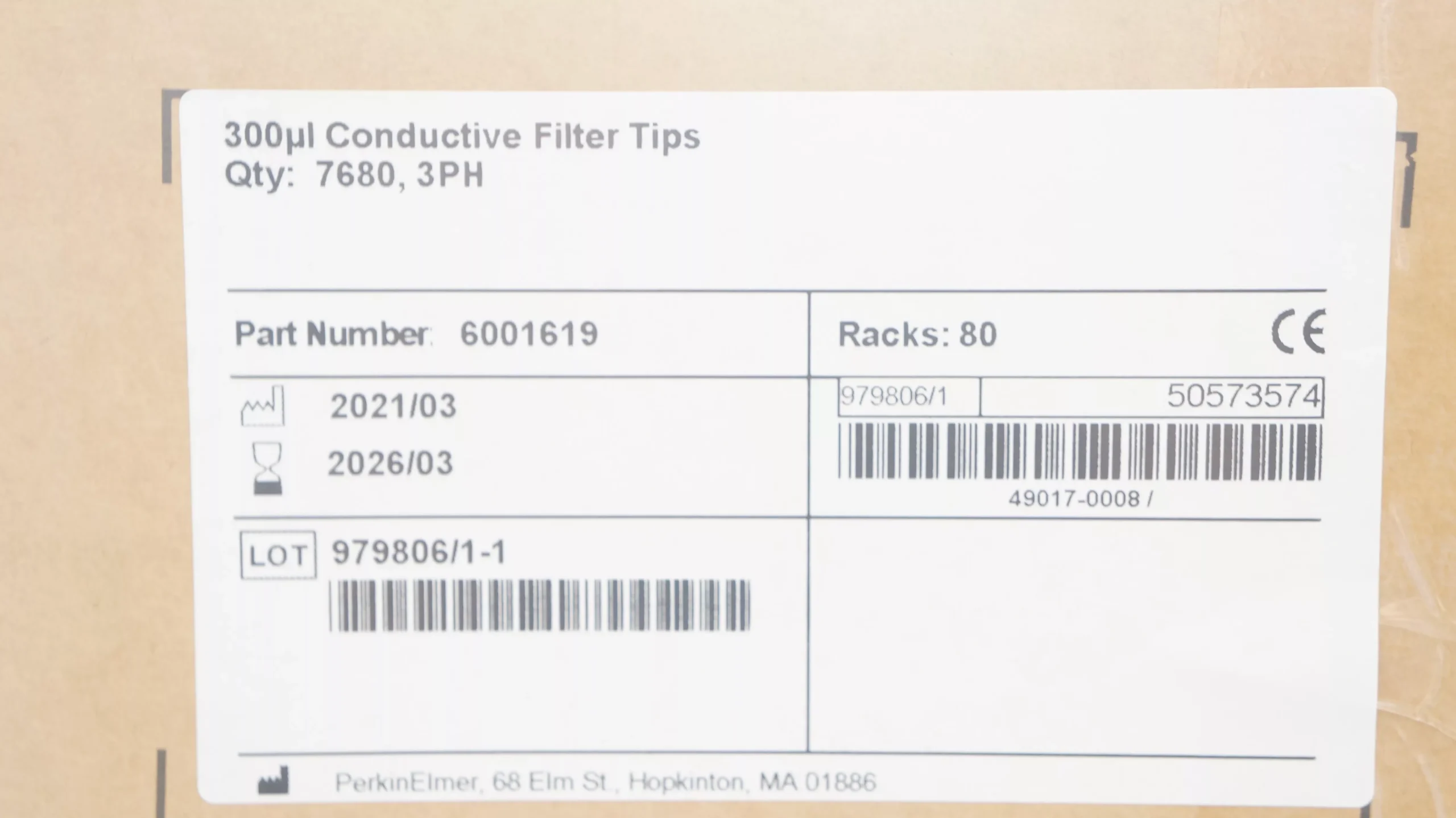 300μL Hamilton 6001619 Conductive Filter Tips - Case of 7680, 3PH