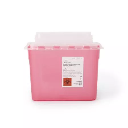 5.4 Quart McKesson Prevent Biohazard Sharps Container, Counter-Balanced Lid, Red - 2269