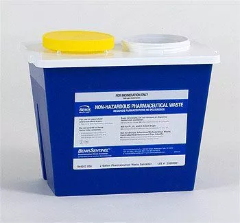 8 Gallon Bemis Sentinel Blue Pharmaceutical Waste Container with Horizontal/Vertical Entry - 4008 050