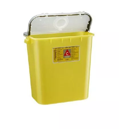 8 Gallon Bemis Sentinel Yellow Chemotherapy Waste Container with Horizontal/Vertical Entry - 208 040