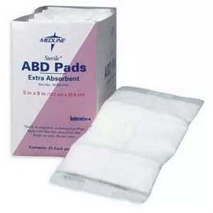 Abdominal Pad Dressing 12" x 16" Size, Non-sterile, Hydrophobic Back, Sealed Edge