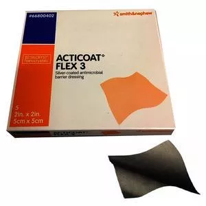 ACTICOAT Flex 3 Antimicrobial Barrier Dressing with Silcryst Nanocrystals, 2" x 2"