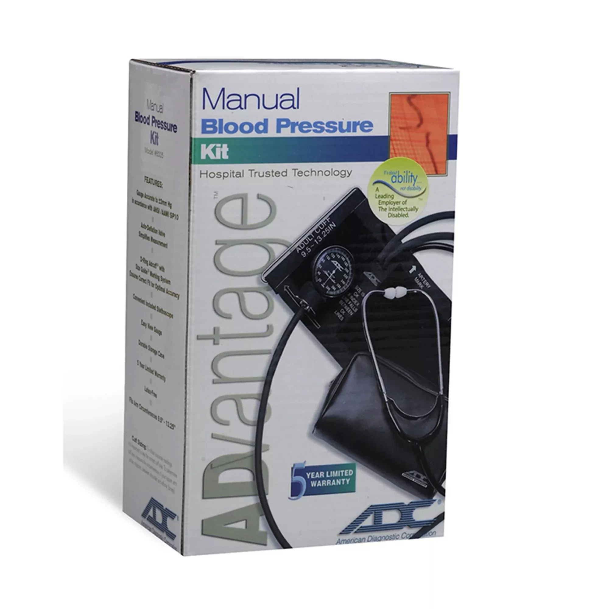 Advantage 6005 Manual Blood Pressure Kit Aneroid Sphygmomanometer / Stethoscope Combo