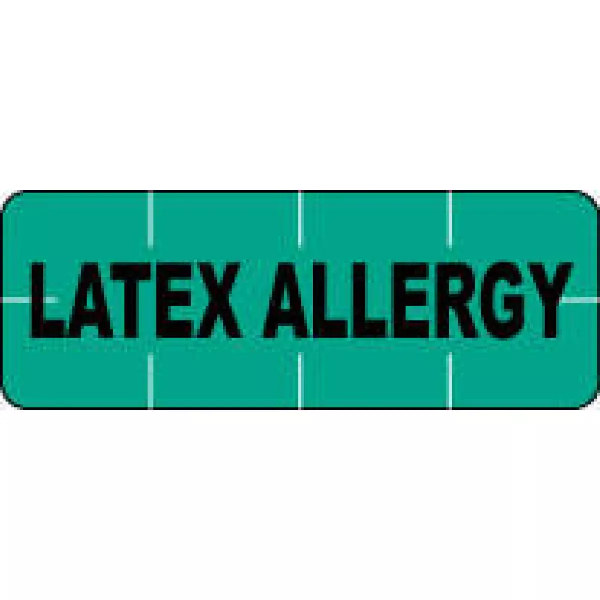 Alert Bands Label Poly "Latex Allergy" Pre-Printed, State Standardization 0.6875X1/4 Green - 250 Per Qty Based Roll