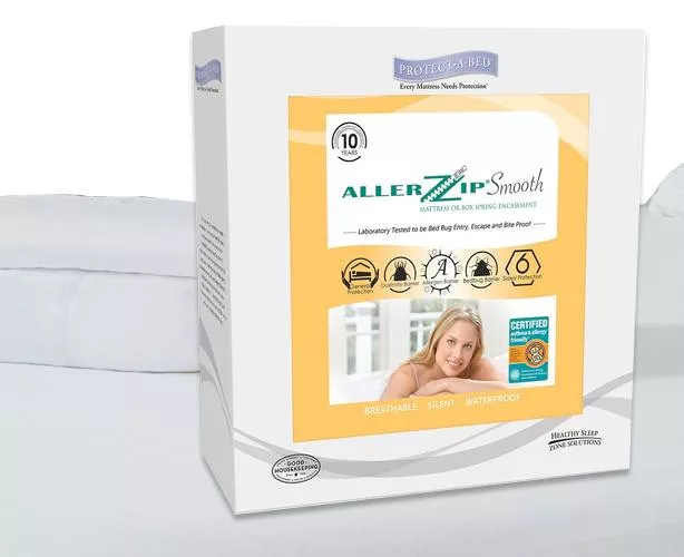 AllerZip Smooth Mattress Protector, Anti-Allergy & Bed Bug