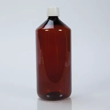 Amber Plastic Bottles with Caps, 1,000mL H-102933-12101
