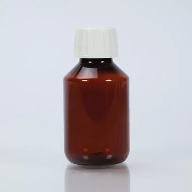 Amber Plastic Bottles with Caps, 100mL H-102893-12093