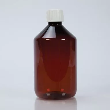 Amber Plastic Bottles with Caps, 500mL H-102923-12099