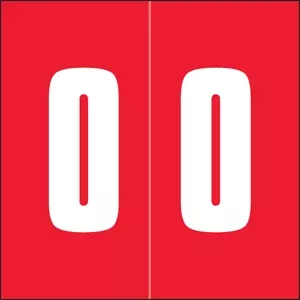 Ames Compatible Amnm Color Code Label Numeric "0 0" 1 7/8" X 1 7/8" Red Mylar Permanent - 500 Per Roll