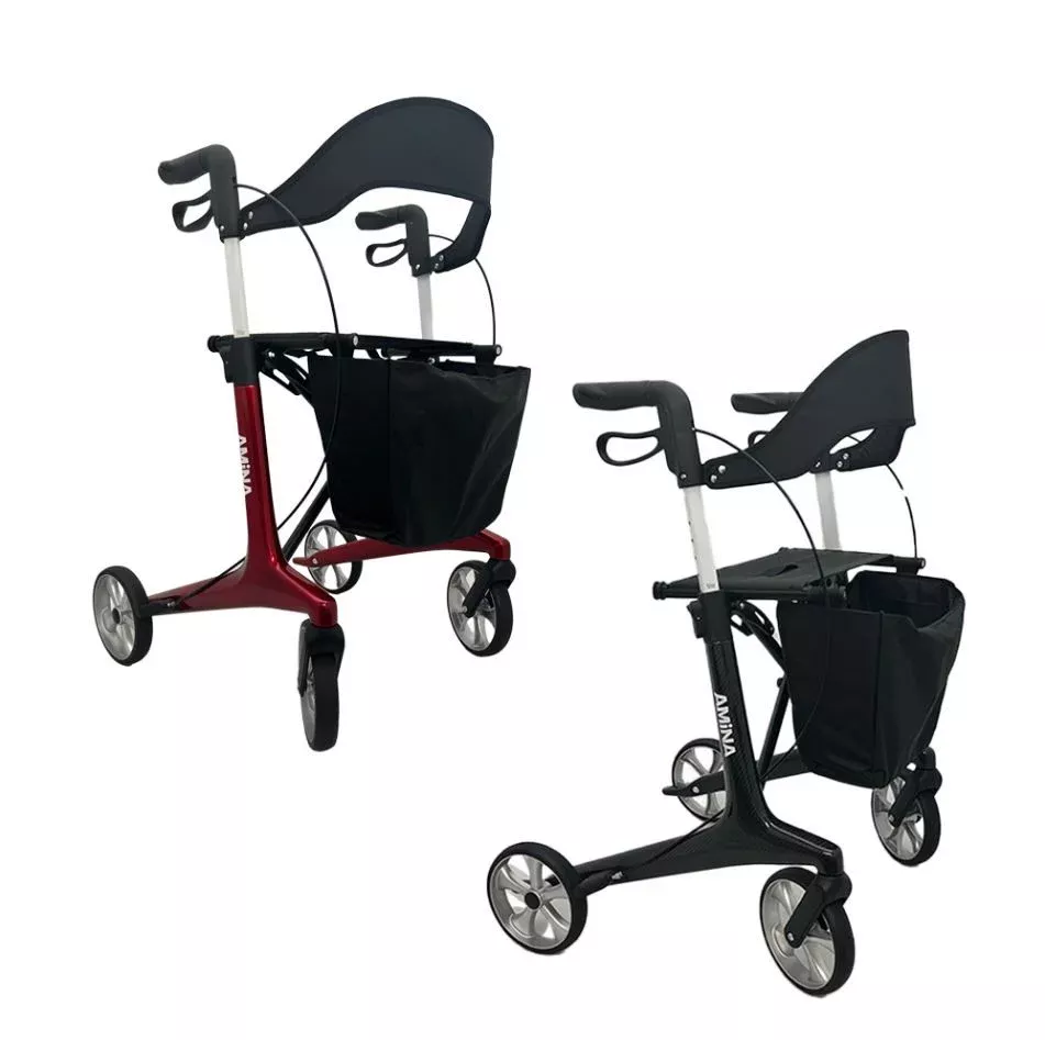 AMiNA Carbon Fiber Rollator Walker, Folding
