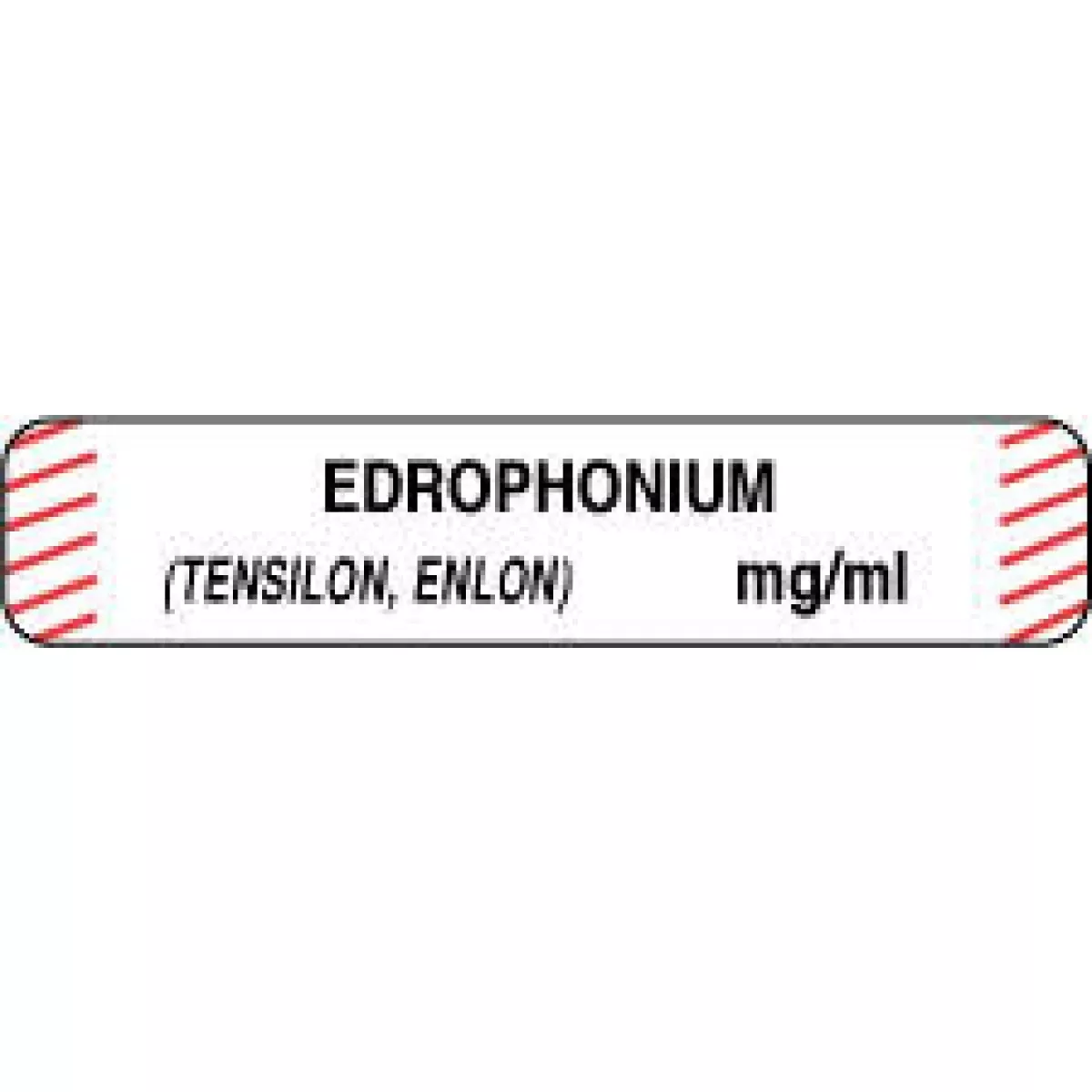 Anesthesia Label (Paper, Permanent) Edrophonium (Tensilon, 1 1/2" X 1/3" White With Fluorescent Red - 1000 Per Roll