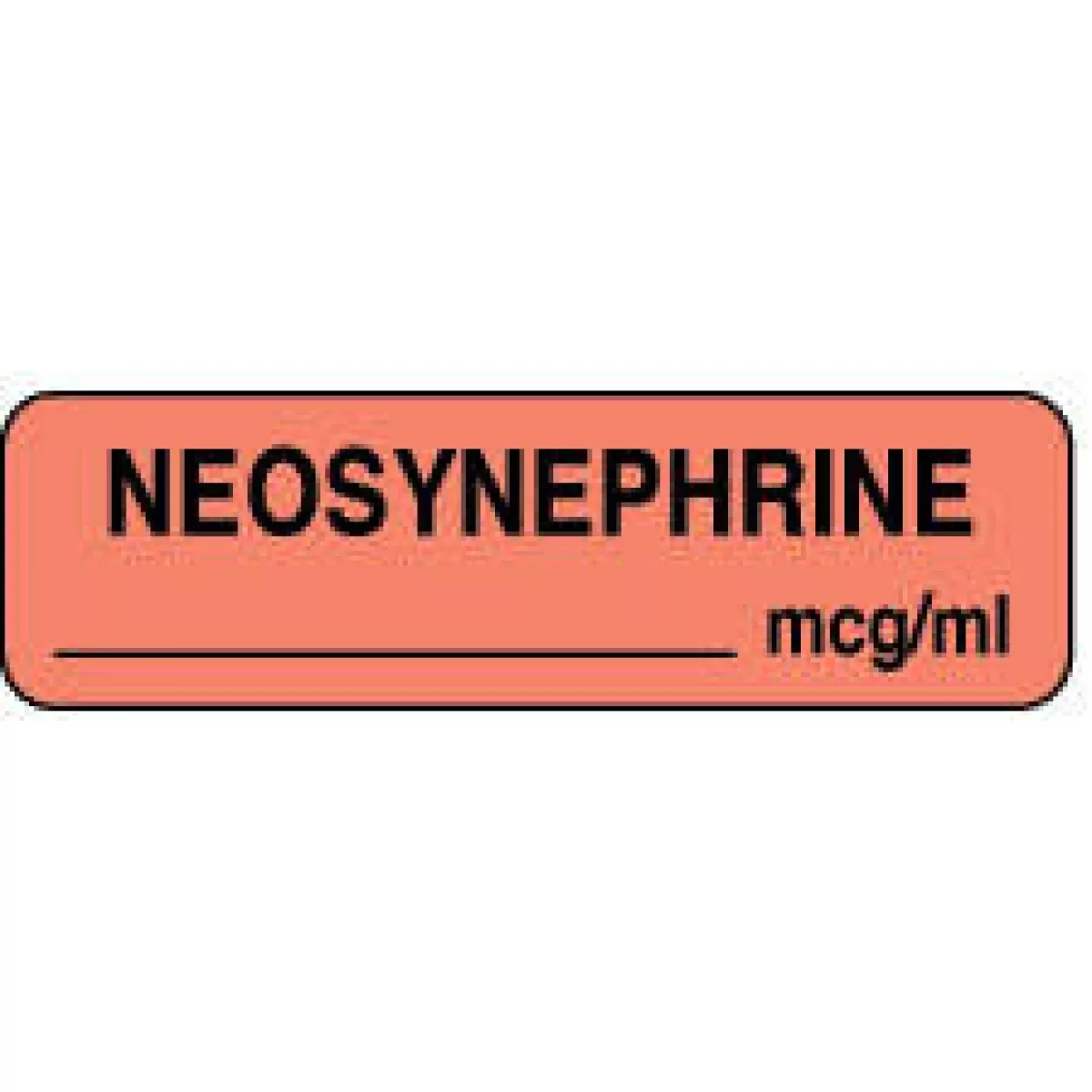 Anesthesia Label (Paper, Permanent) Neosynephrine Mcg/Ml 1 1/4" X 3/8" Fluorescent Orange - 1000 Per Roll