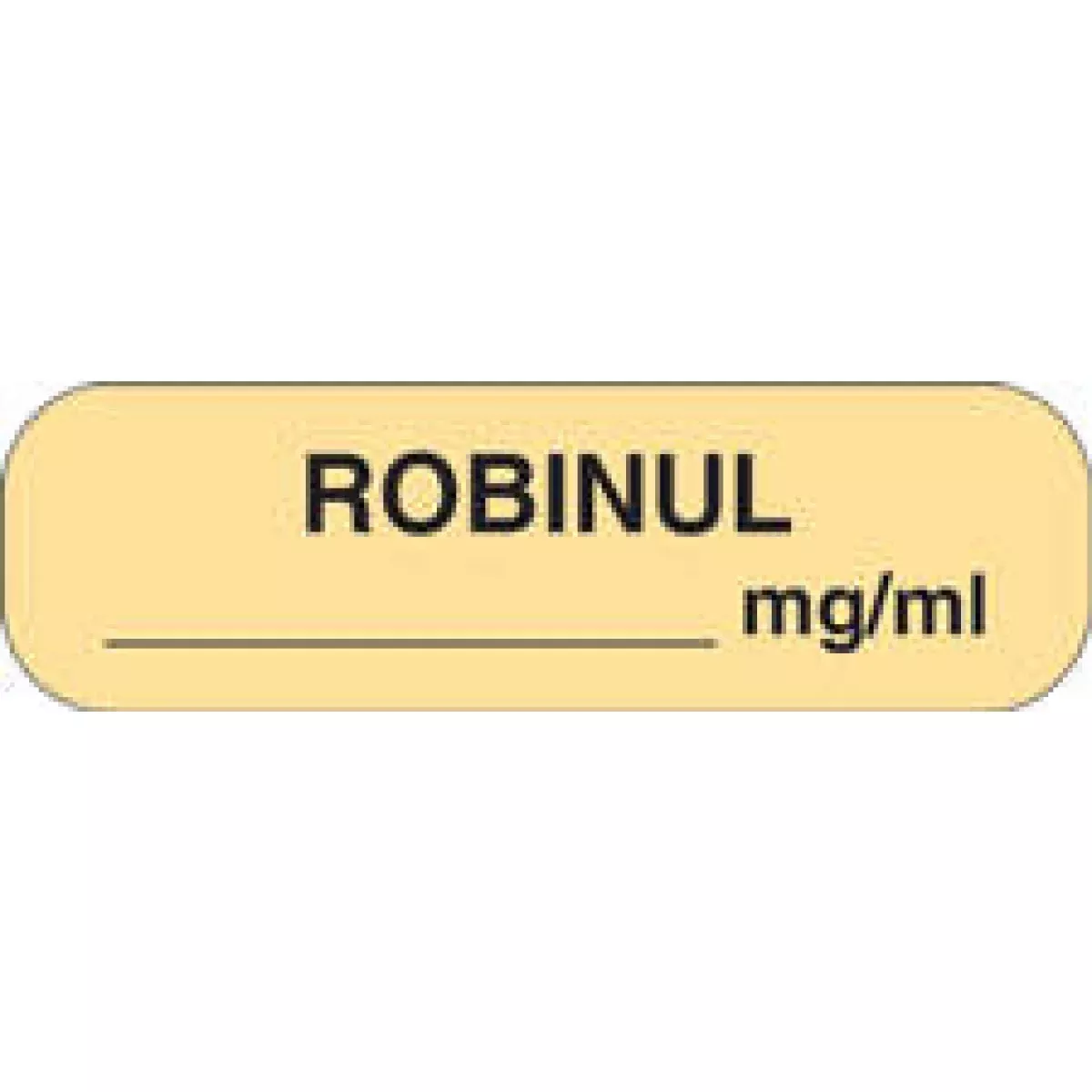 Anesthesia Label (Paper, Permanent) Robinul Mg/Ml 1 1/4" X 3/8" Tan - 1000 Per Roll