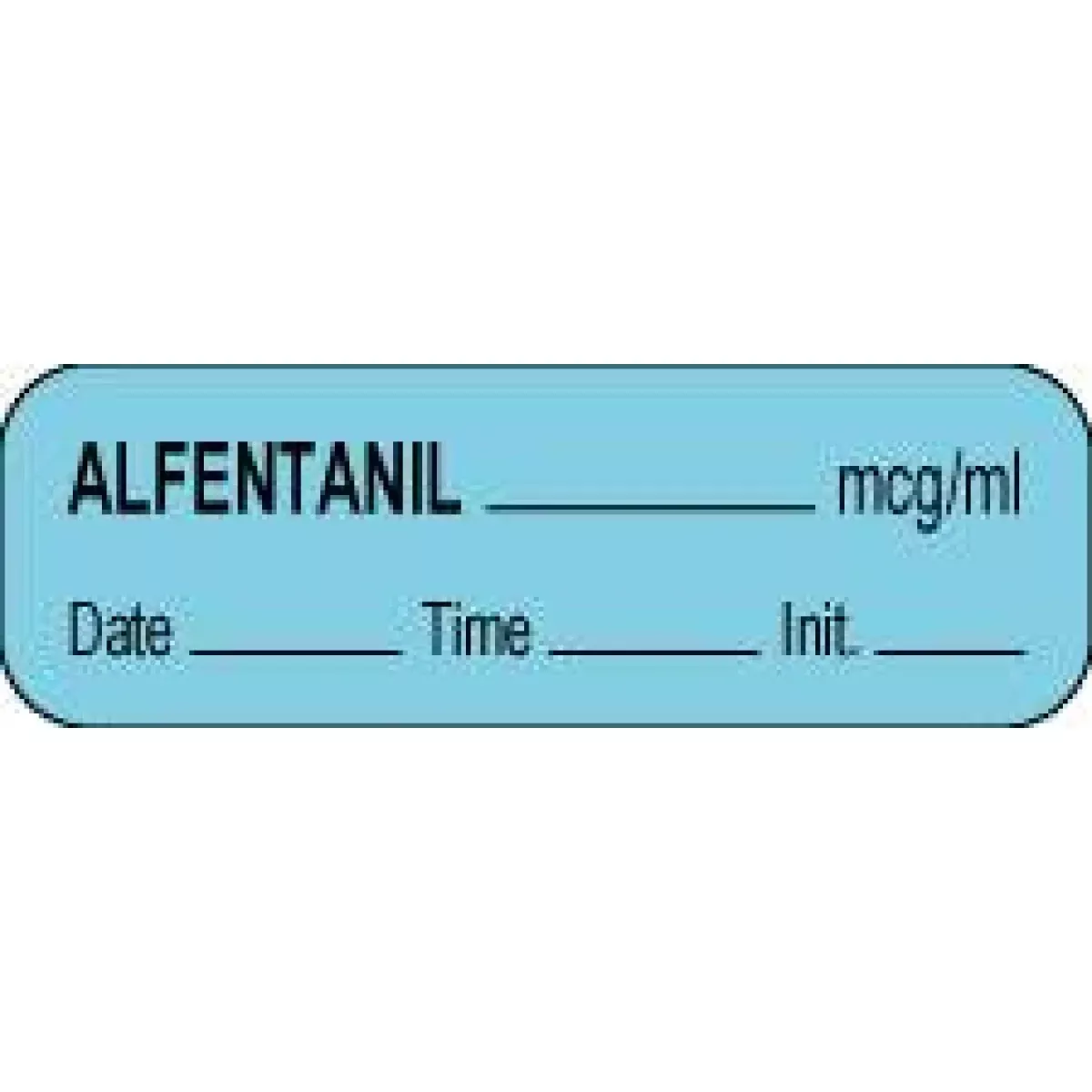 Anesthesia Label With Date, Time & Initial (Paper, Permanent) Alfentanil Mg/Ml 1 1/2" X 1/2" Blue - 1000 Per Roll