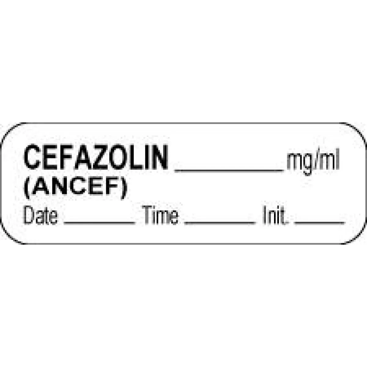 Anesthesia Label With Date, Time & Initial (Paper, Permanent) Cefazolin Mg/Ml 1 1/2" X 1/2" White - 1000 Per Roll