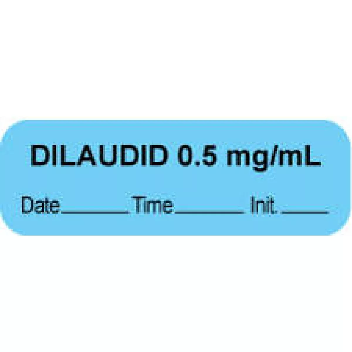 Anesthesia Label With Date, Time & Initial (Paper, Permanent) "Dilaudid 0.5 Mg/Ml" 1 1/2" X 1/2" Blue - 1000 Per Roll