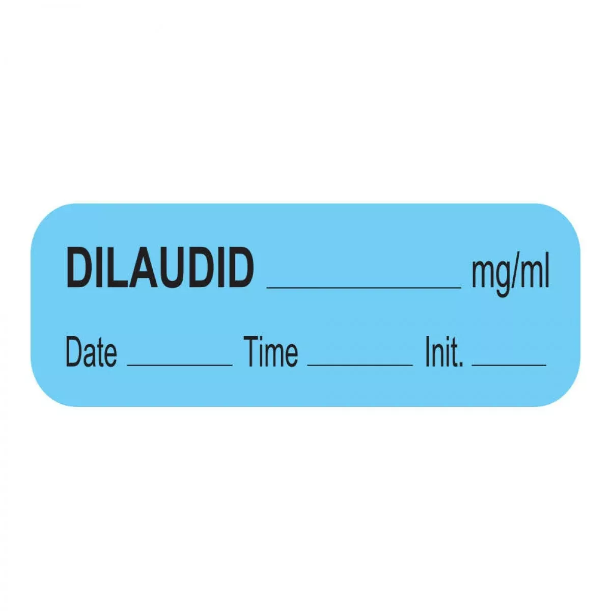 Anesthesia Label With Date, Time & Initial (Paper, Permanent) Dilaudid Mg/Ml 1 1/2" X 1/2" Blue - 1000 Per Roll