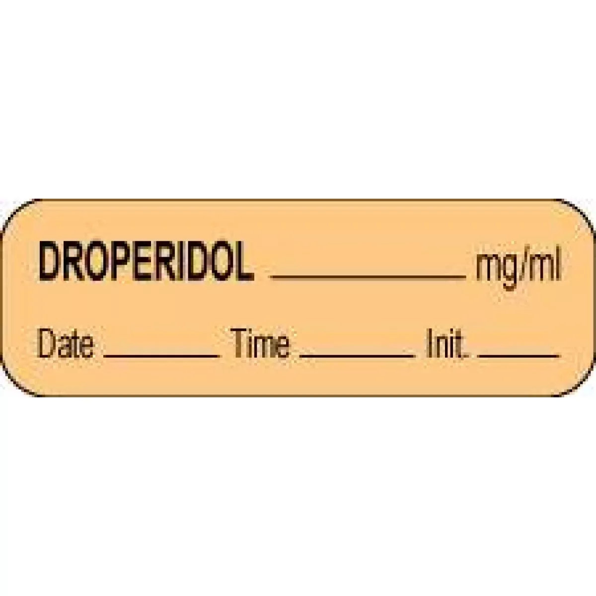 Anesthesia Label With Date, Time & Initial (Paper, Permanent) Droperidol Mg/Ml 1 1/2" X 1/2" Orange - 1000 Per Roll