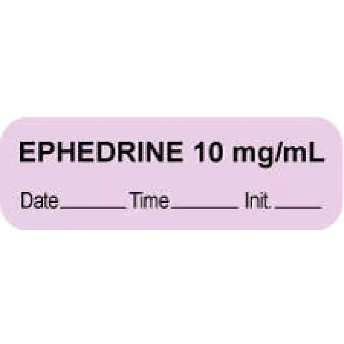 Anesthesia Label With Date, Time & Initial (Paper, Permanent) "Ephedrine 10 Mg/Ml" 1 1/2" X 1/2" Violet - 1000 Per Roll