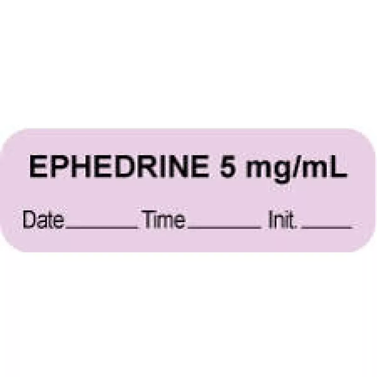Anesthesia Label With Date, Time & Initial (Paper, Permanent) "Ephedrine 5 Mg/Ml" 1 1/2" X 1/2" Violet - 1000 Per Roll