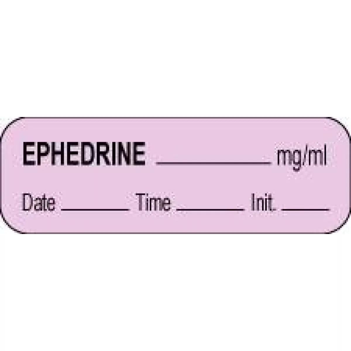 Anesthesia Label With Date, Time & Initial (Paper, Permanent) Ephedrine Mg/Ml 1 1/2" X 1/2" Fluorescent Pink - 1000 Per Roll