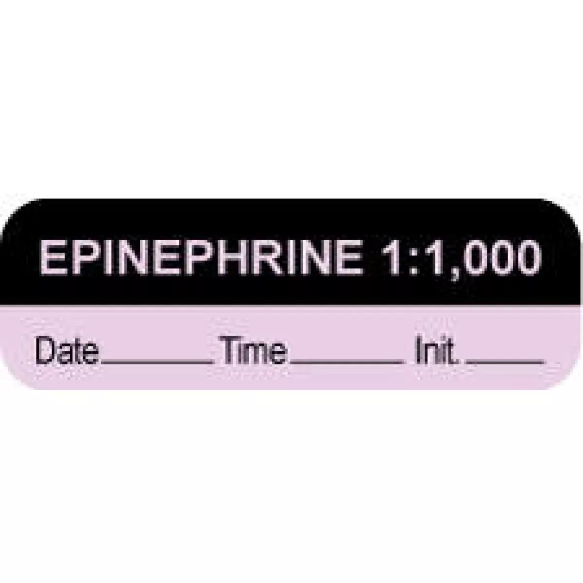Anesthesia Label With Date, Time & Initial (Paper, Permanent) "Epinephrine 1:1,000" 1 1/2" X 1/2" Violet And Black - 1000 Per Roll