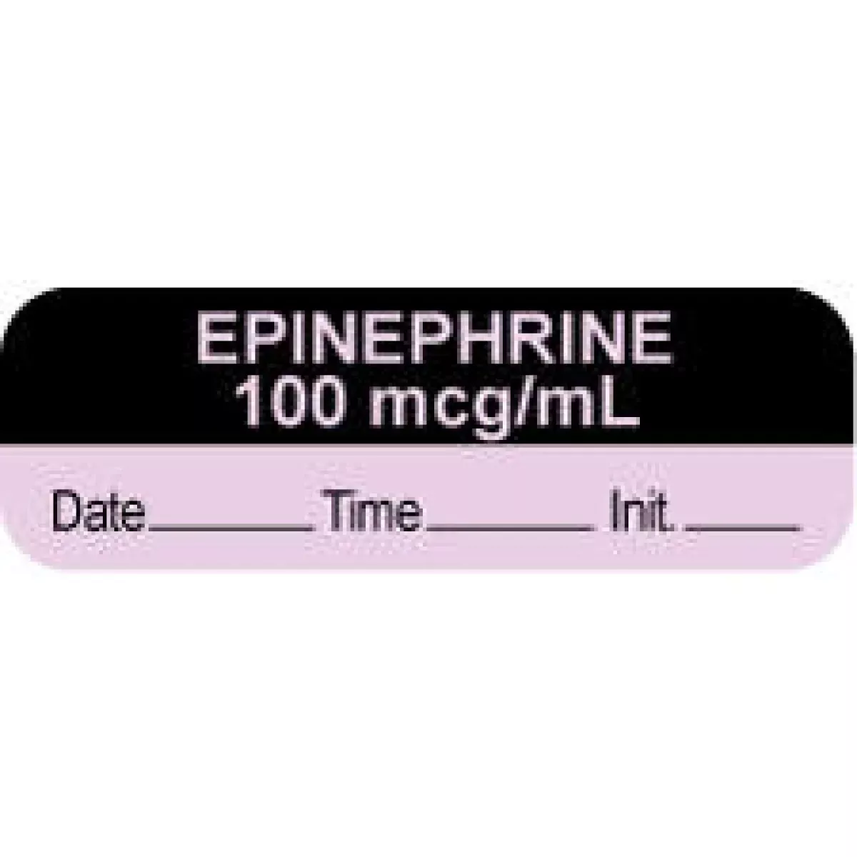 Anesthesia Label With Date, Time & Initial (Paper, Permanent) "Epinephrine 100 Mcg/Ml" 1 1/2" X 1/2" Violet And Black - 1000 Per Roll