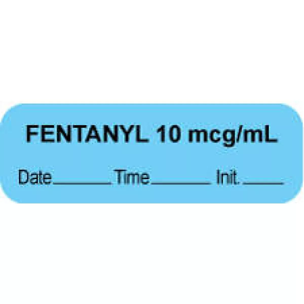 Anesthesia Label With Date, Time & Initial (Paper, Permanent) "Fentanyl 10 Mcg/Ml" 1 1/2" X 1/2" Blue - 1000 Per Roll