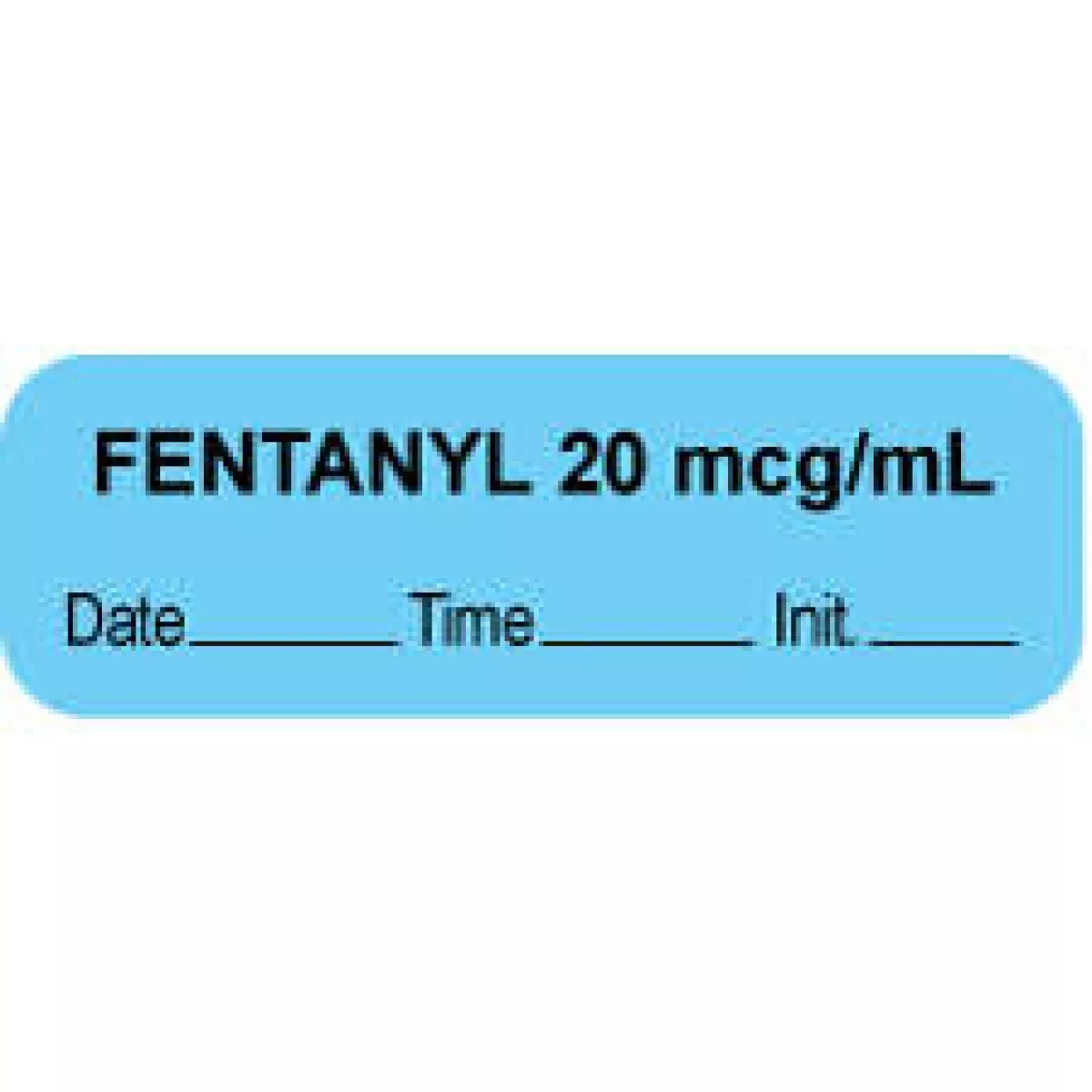 Anesthesia Label With Date, Time & Initial (Paper, Permanent) "Fentanyl 20 Mcg/Ml" 1 1/2" X 1/2" Blue - 1000 Per Roll