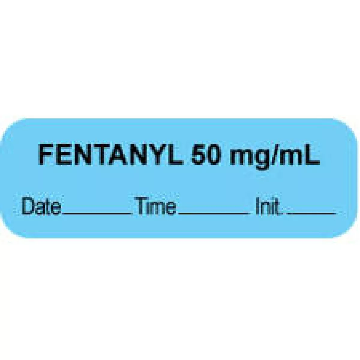 Anesthesia Label With Date, Time & Initial (Paper, Permanent) "Fentanyl 50 Mg/Ml" 1 1/2" X 1/2" Blue - 1000 Per Roll