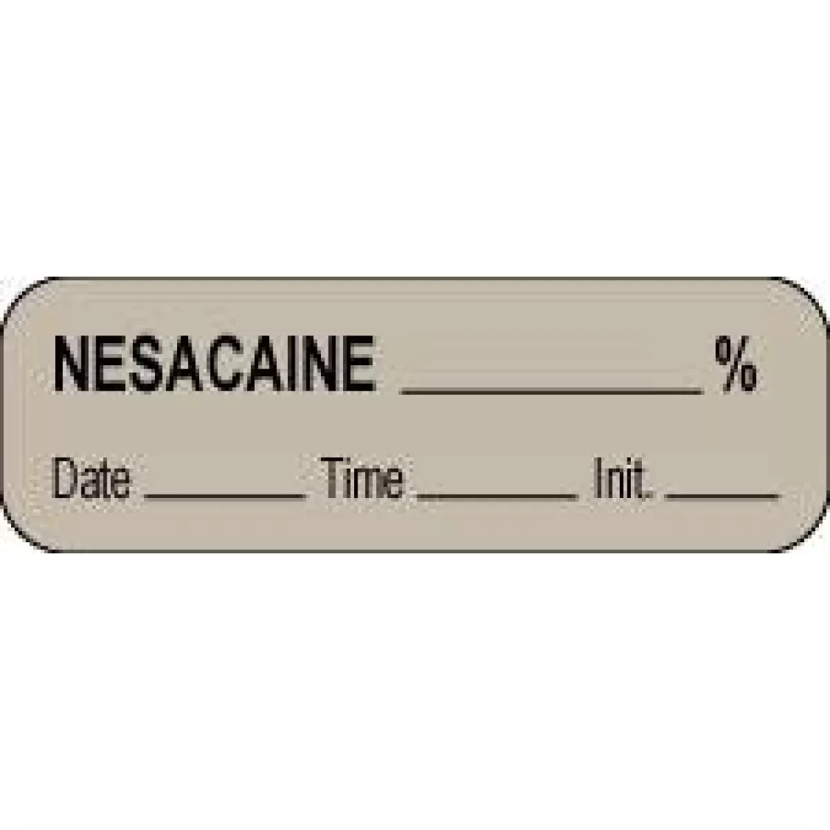 Anesthesia Label With Date, Time & Initial (Paper, Permanent) Gray Nesacaine % 1 1/2" X 1/2" Gray - 1000 Per Roll
