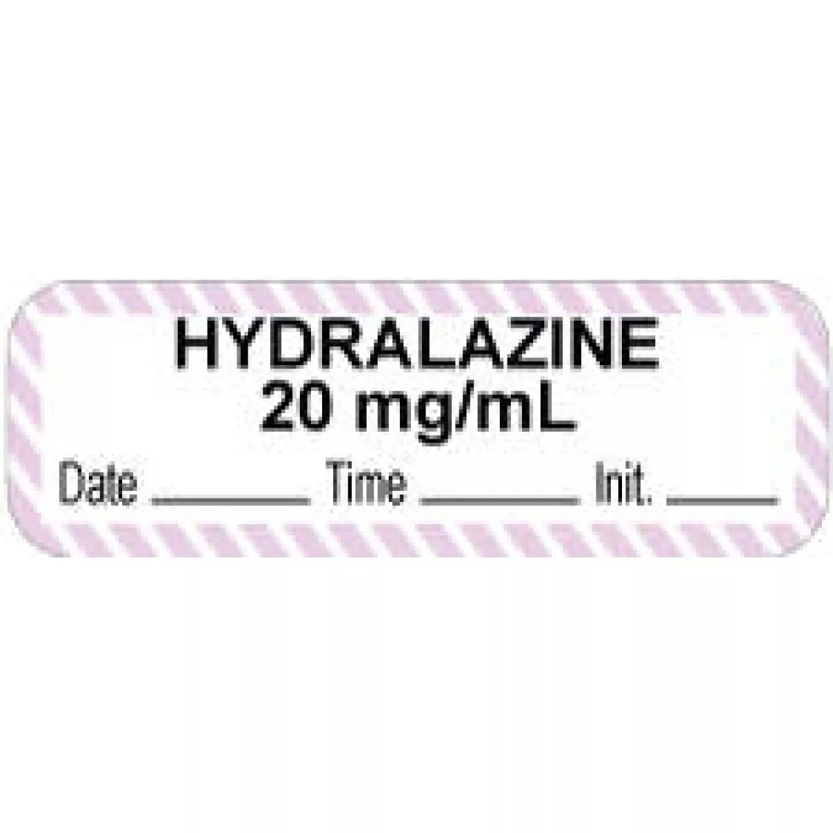 Anesthesia Label With Date, Time & Initial (Paper, Permanent) "Hydralazine 20 Mg/Ml" 1 1/2" X 1/2" White With Violet - 1000 Per Roll