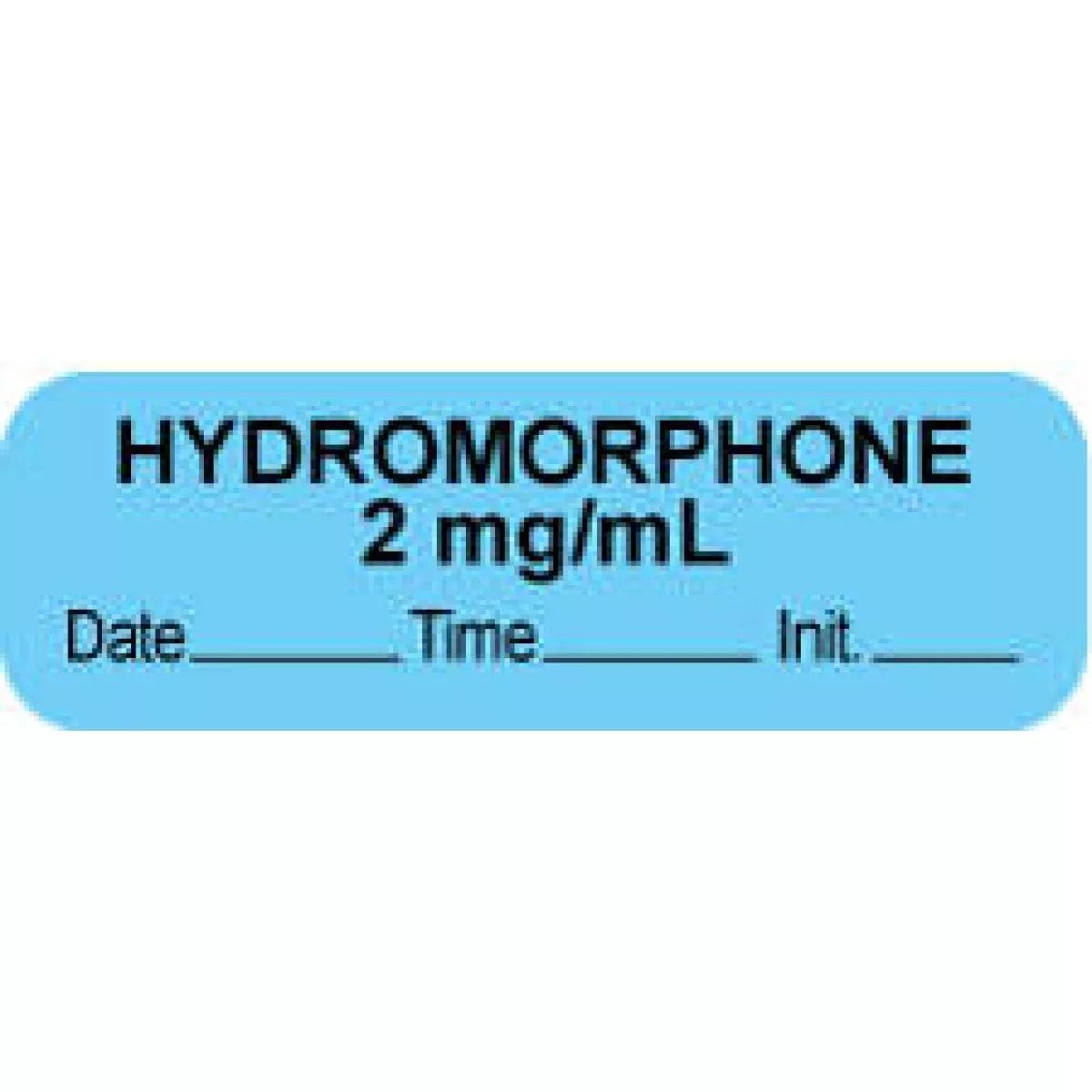 Anesthesia Label With Date, Time & Initial (Paper, Permanent) "Hydromorphone 2 Mg/Ml" 1 1/2" X 1/2" Blue - 1000 Per Roll