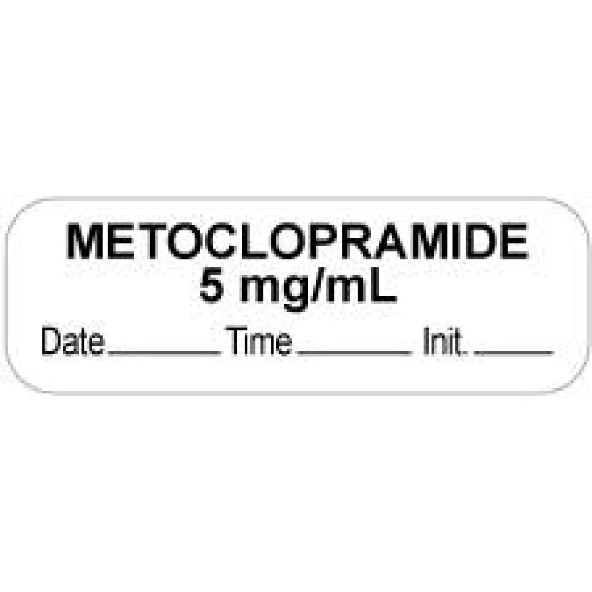 Anesthesia Label With Date, Time & Initial (Paper, Permanent) "Metoclopramide 5 Mg/Ml" 1 1/2" X 1/2" White - 1000 Per Roll