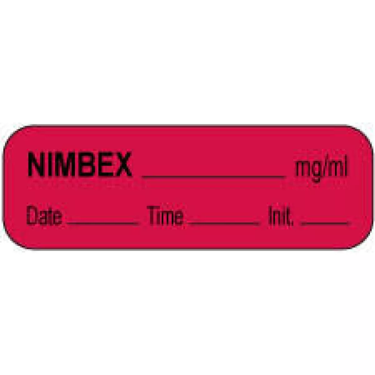 Anesthesia Label With Date, Time & Initial (Paper, Permanent) Nimbex Mg/Ml 1 1/2" X 1/2" Fluorescent Red - 1000 Per Roll