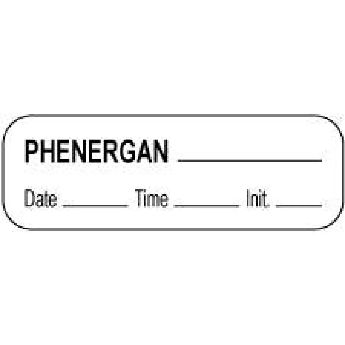 Anesthesia Label With Date, Time & Initial (Paper, Permanent) Phenergan 1 1/2" X 1/2" White - 1000 Per Roll