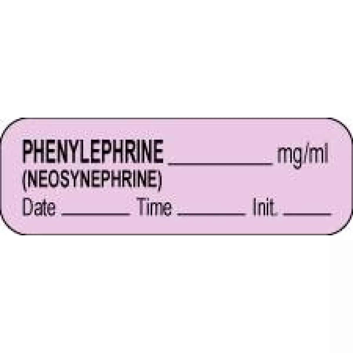 Anesthesia Label With Date, Time & Initial (Paper, Permanent) Phenylephrine Mg/Ml 1 1/2" X 1/2" Violet - 1000 Per Roll