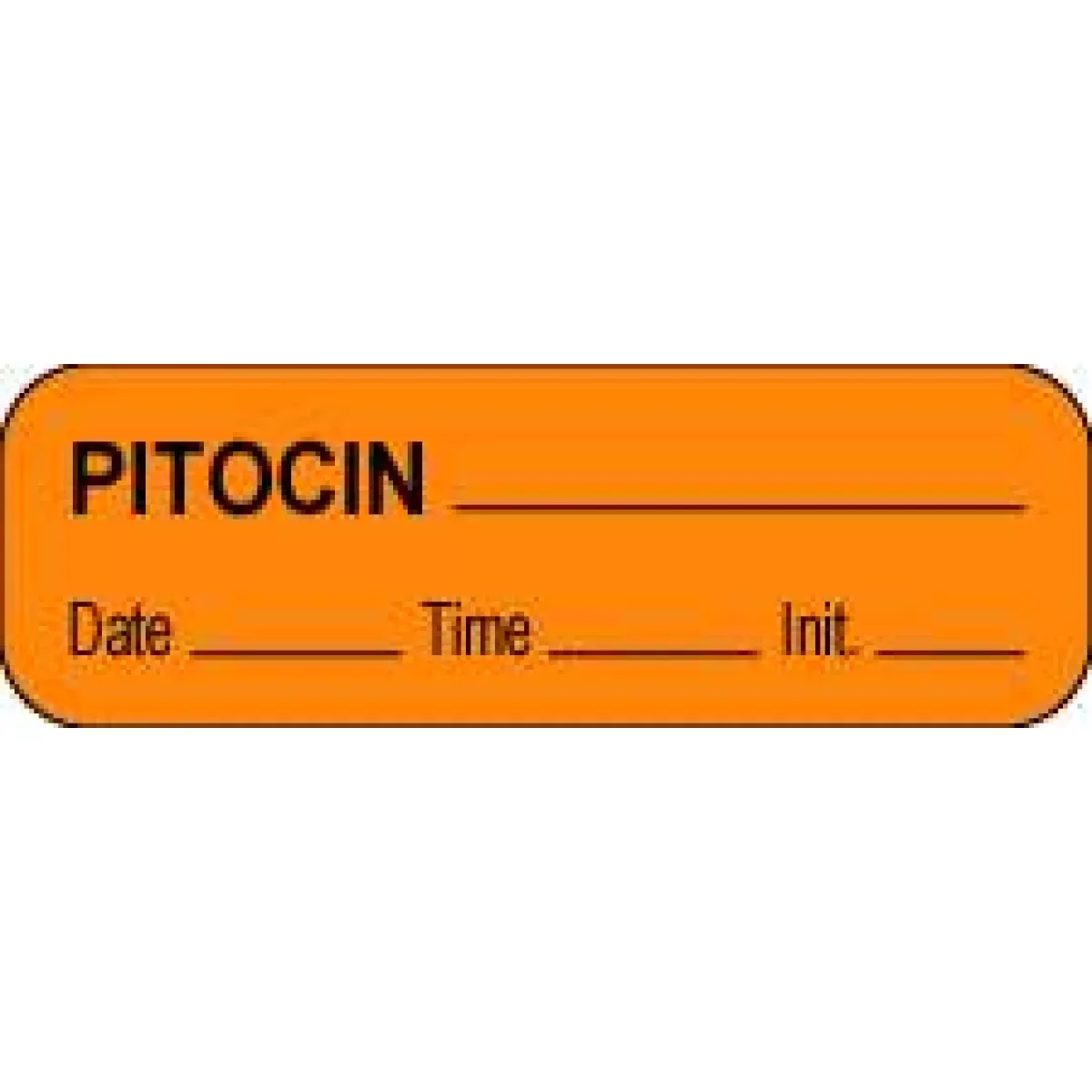 Anesthesia Label With Date, Time & Initial (Paper, Permanent) Pitocin 1 1/2" X 1/2" Orange - 1000 Per Roll