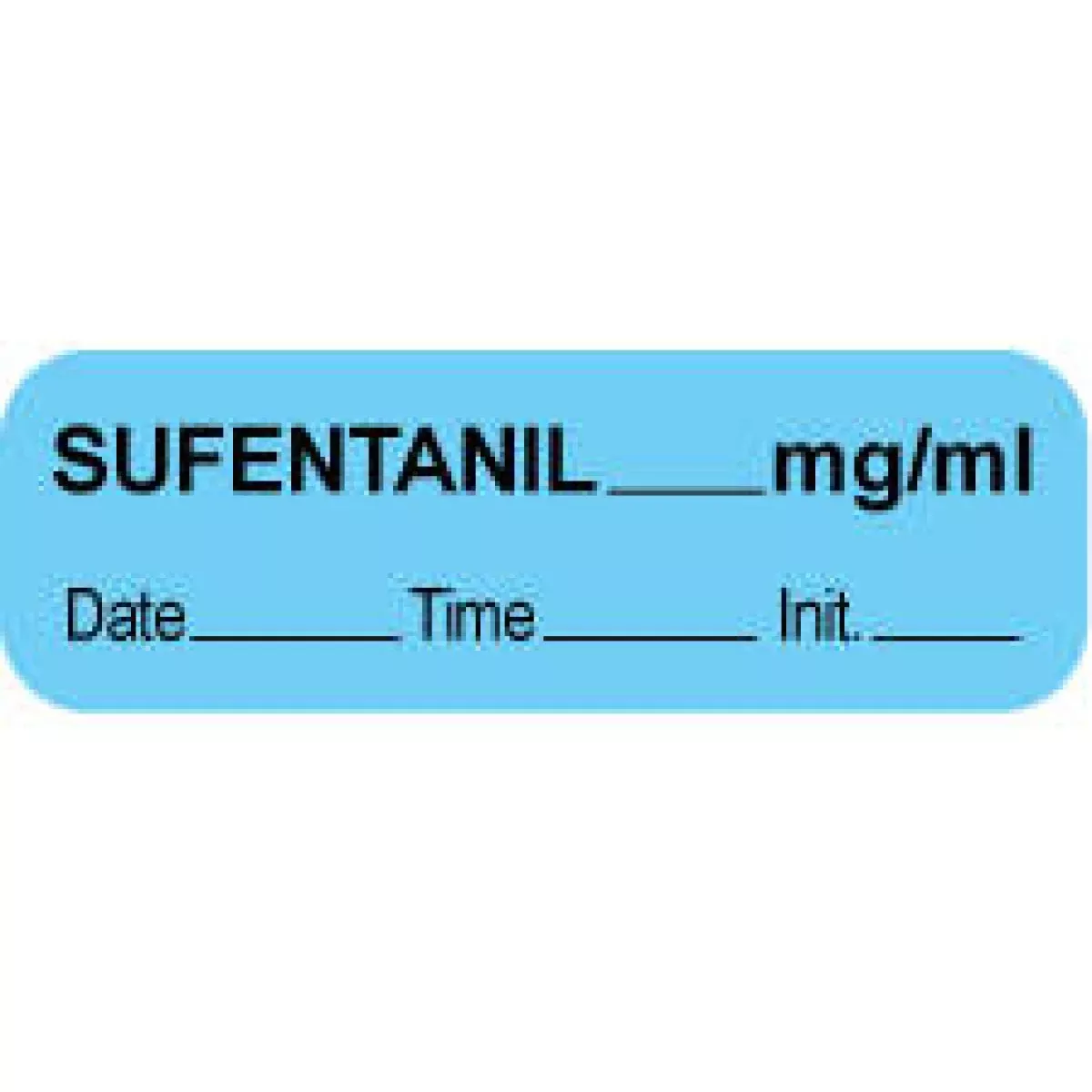 Anesthesia Label With Date, Time & Initial (Paper, Permanent) Sufentanil Mg/Ml 1 1/2" X 1/2" Blue - 1000 Per Roll
