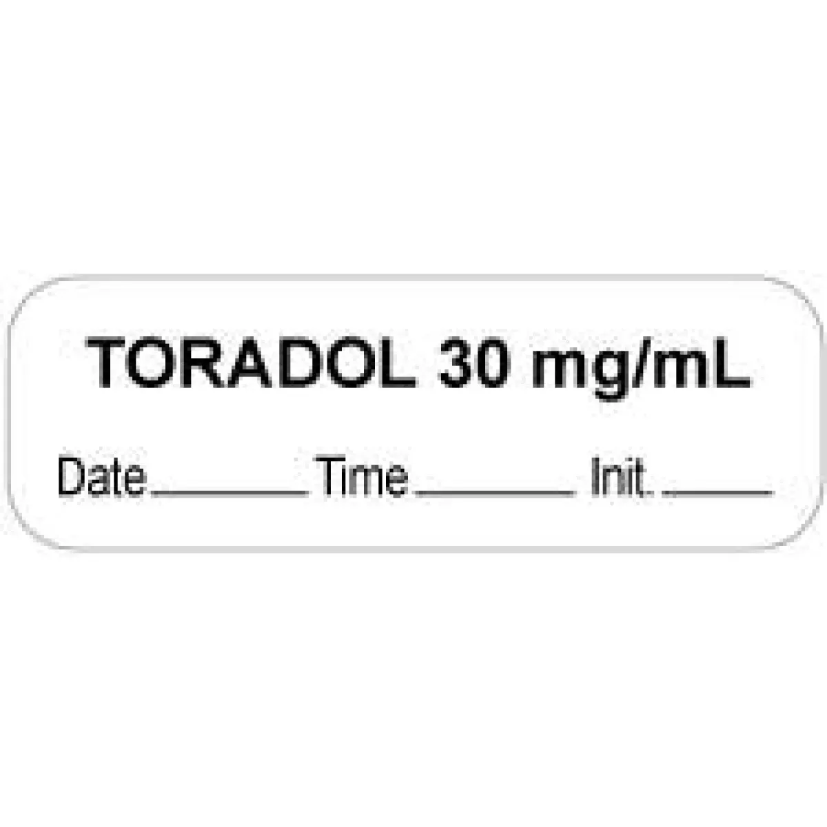 Anesthesia Label With Date, Time & Initial (Paper, Permanent) "Toradol 30 Mg/Ml" 1 1/2" X 1/2" White - 1000 Per Roll