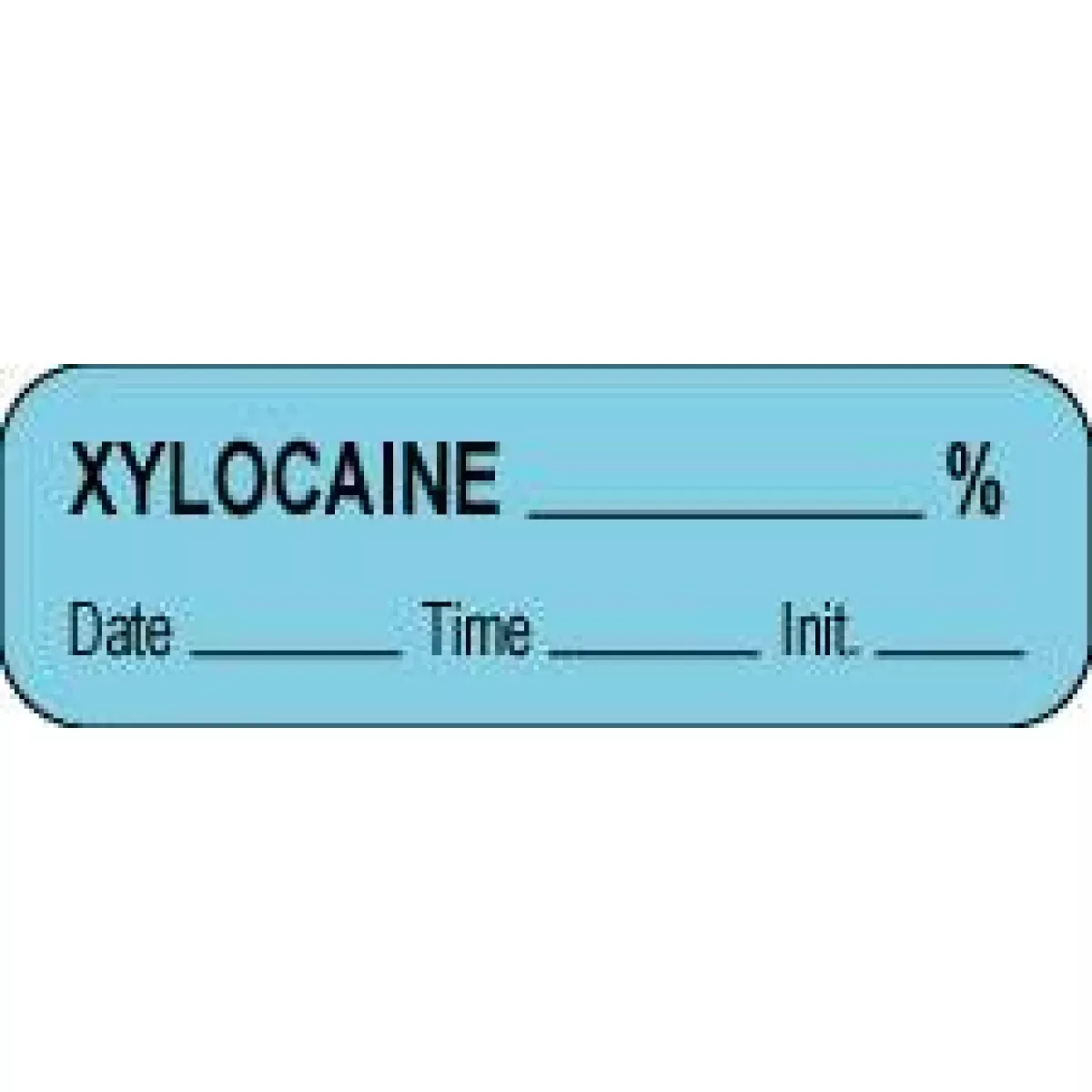 Anesthesia Label With Date, Time & Initial (Paper, Permanent) Xylocaine % 1 1/2" X 1/2" Blue - 1000 Per Roll